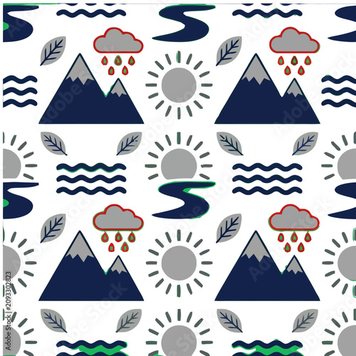 Seamless pattern with nature elements