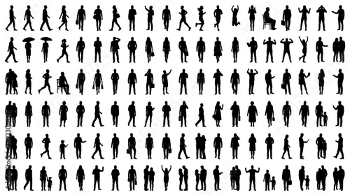 Foto A diverse collection of silhouette figures representing people in various everyd