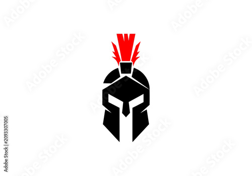 Stylized spartan helmet illustration isolated on white background