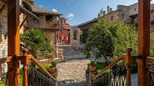 Photos Inner courtyard of Xenophontos Monastery, Mount Athos in Greece.