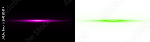 Fotografie Pink and Green Horizontal Lens Flare Light Overlay on Transparent Background