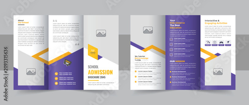 Bild auf Leinwand Academic school trifold brochure design vector with admission details template