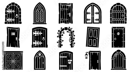 Collection of old gothic doors and archway
