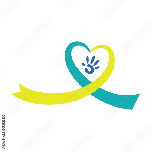 Awareness ribbon with hand gesture symbolizing support. Hand-drawn cancer or health solidarity loop with raised fist. Vector illustration for medic...