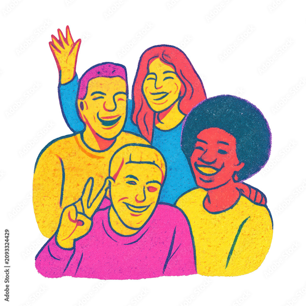 Fototapeta premium PNG Colorful diverse group illustration