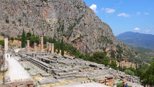 Ancient Temple of Apollo ruins in Delphi, Greece