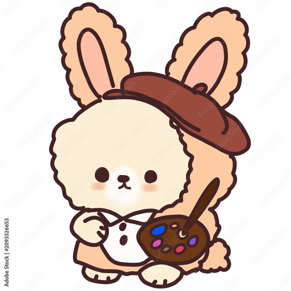 Obraz premium The cute bunny with white and pink color 
