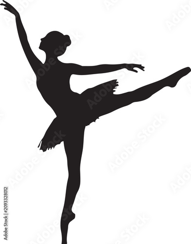 Cuadro en lienzo Graceful Ballerina Silhouette in Elegant Ballet Pose
