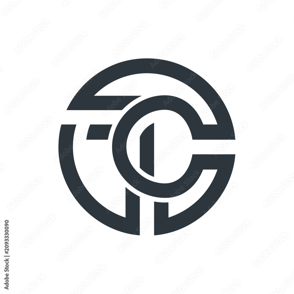 Fototapeta premium Circular monogram logo with letters H T C.