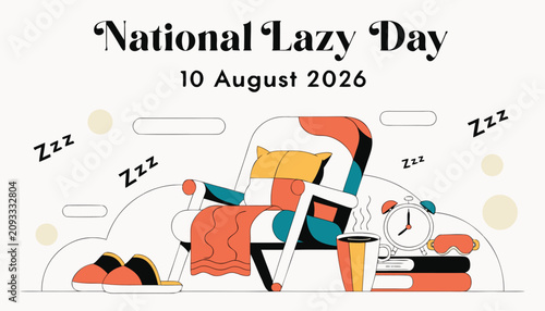 Fotografía Comfortable armchair with blanket for celebrating the annual national lazy day