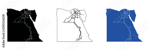 Принти на полотні Map of Egypt showing major cities and the Nile River's path