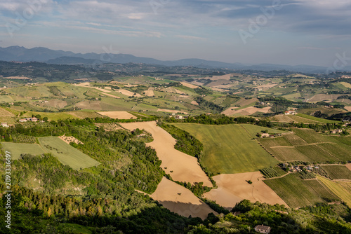 Marche, Italy. Spectacular spring landscape of the Marche hills.