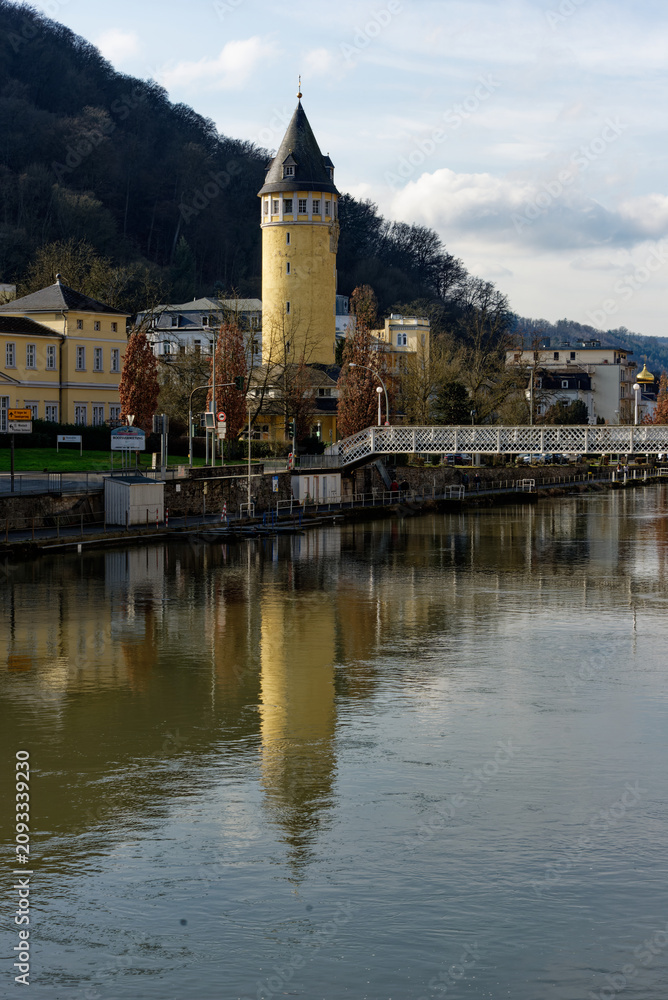 Obraz premium Rheinland-Pfalz - Bad Ems - Quellenturm