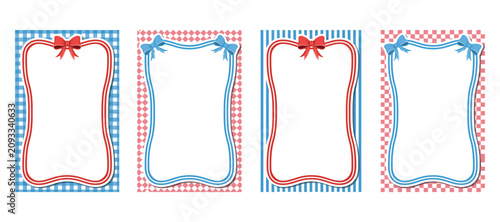 Rectangular Frames With Bows And Checkered Patterns Vector Illustration borders rectangles