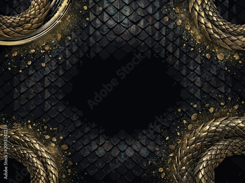 Foto Golden Ornate Metallic Pattern Design.