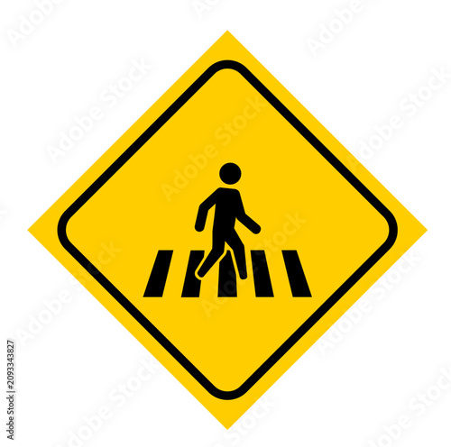 Walking on road sign