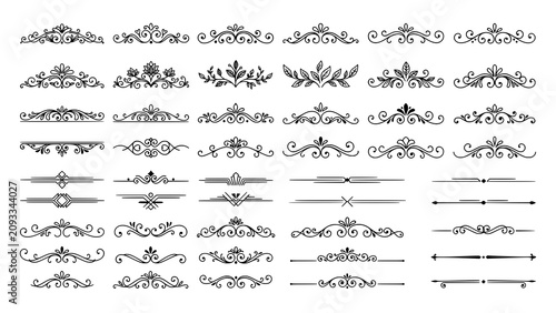 Tableau sur toile Vintage ornamental flourishes and decorative calligraphic dividers set with divi