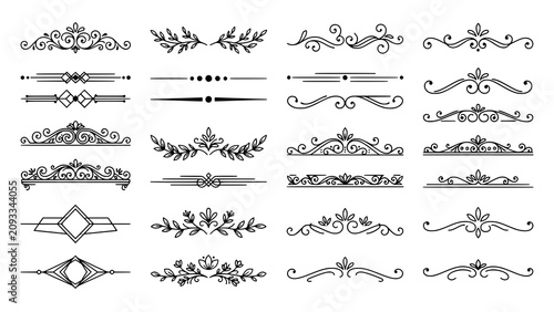 Foto Set of decorative text dividers and ornamented page separators for document desi