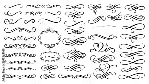 Photography Set of elegant calligraphic flourishes and vintage decorative text dividers