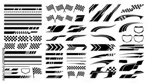 Bild auf Leinwand Comprehensive collection of motorsport vinyl graphics racing stripes decals