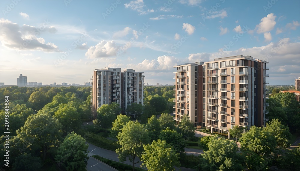 Fototapeta premium Modern apartment buildings in a green residential area in the city .
