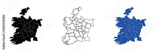 Canvastavla Map of Ireland showing administrative divisions and counties