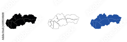 Foto Map of Slovakia showing administrative divisions and major rivers
