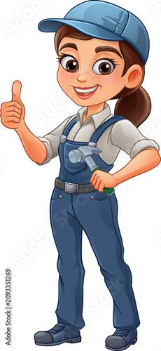 A woman female carpenter ho...
