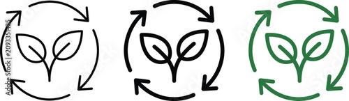 Canvastavla Three green leaf icons with circular arrows