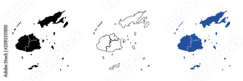 Fotografie Map of Fiji islands showing political divisions and surrounding smaller islands