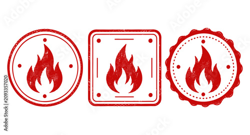 Flame stamp set. set seal on a white background