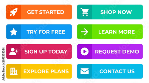 Φωτογραφία Colorful rectangular call-to-action buttons.