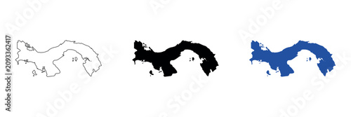Fotografía Map of Panama showing its distinctive shape and geographical features