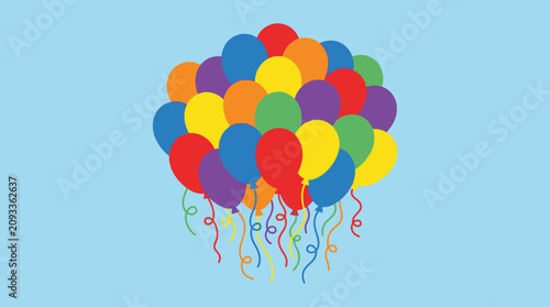 Foto A bunch of colorful balloons floating.