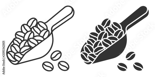 Fotografía coffee beans in scoop vector illustration on transparent background
