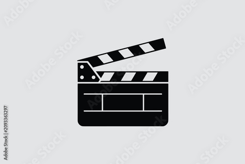 Photography Film clapperboard icon, cinema clapboard symbol, movie production sign, vector i