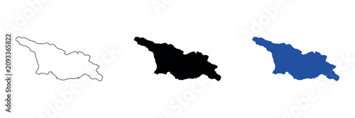 Принти на полотні Outline and silhouette maps of Georgia in black and blue