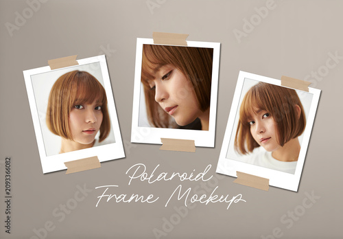 Minimal Photo Frame Mockup with Taped Portrait Layout on Neutral Background