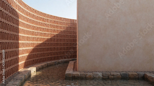 Passive Cooling Courtyard With Clay Screen Architecture