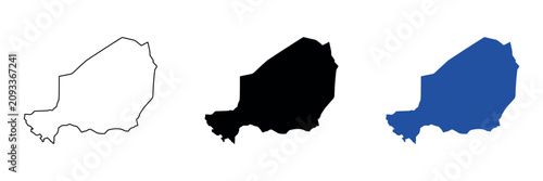 Foto Outline and filled map silhouettes of the country of Niger