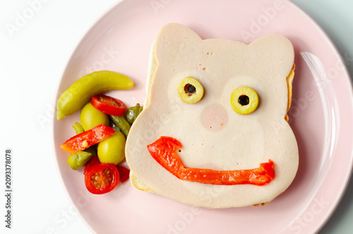 Cute sandwich shaped like a smiling face