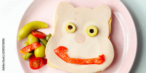 Cute sandwich shaped like a smiling face