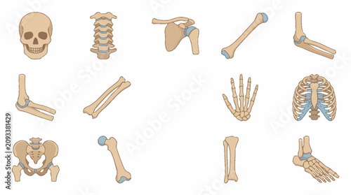 Foto Detailed Human Skeleton Anatomy Illustration Collection.