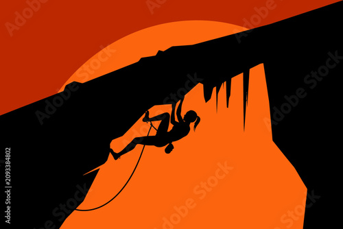 Photos Symbolic silhouette of a climber overcoming a challenging rock overhang beneath
