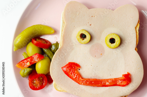 Cute sandwich shaped like a smiling face