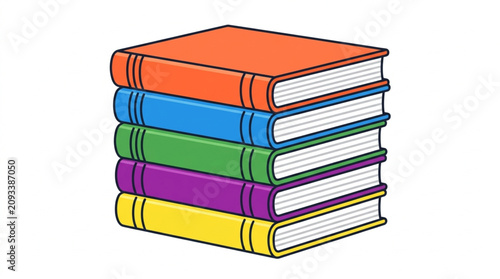 Canvastavla Stack of colorful books on a white background.