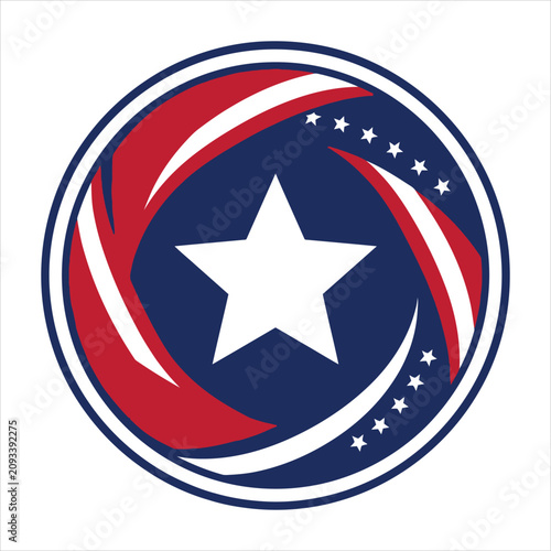 USA patriotic ribbon and star vector illustration with red, white, and blue colors for national pride