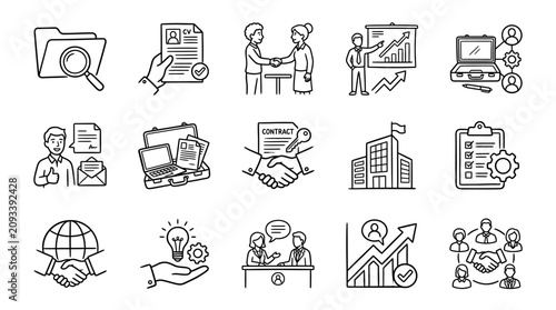 Business partnership and teamwork icons.