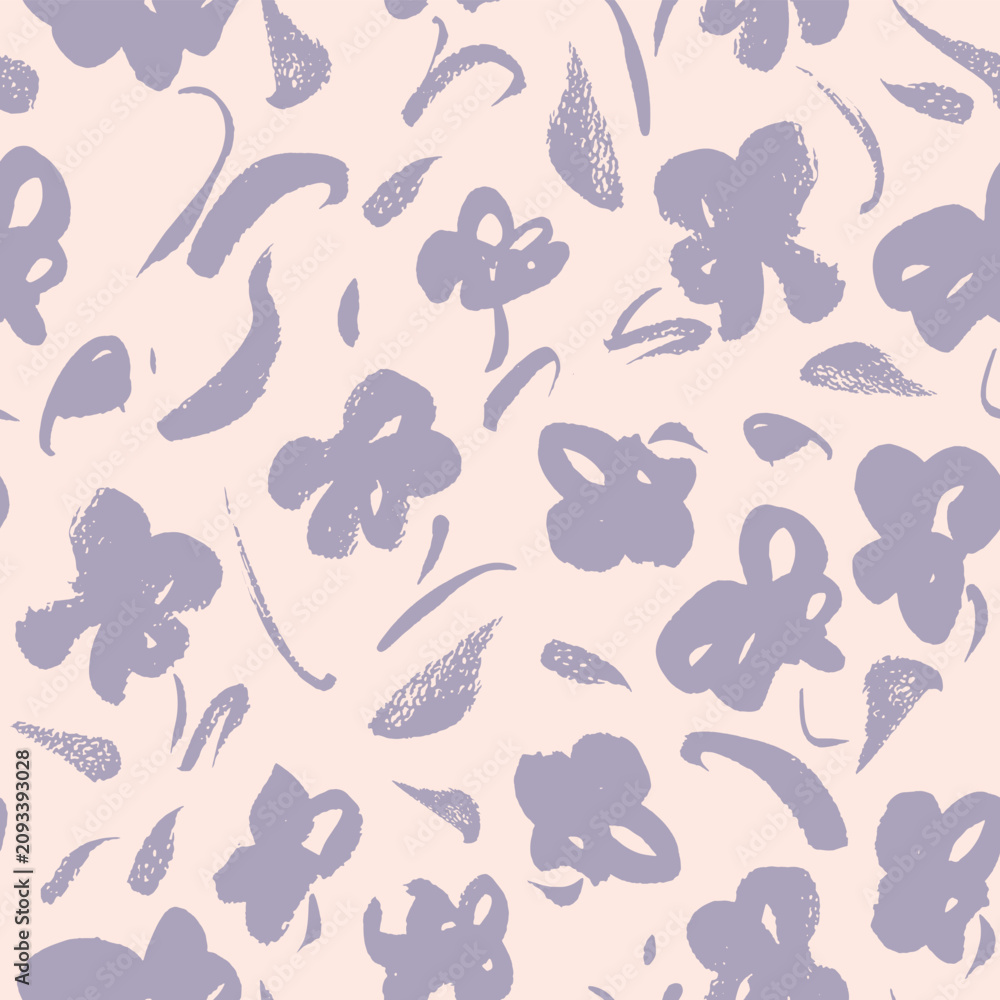 Fototapeta premium Pastel Purple Abstract Floral Decorative seamless pattern. Repeating background. Tileable wallpaper print.