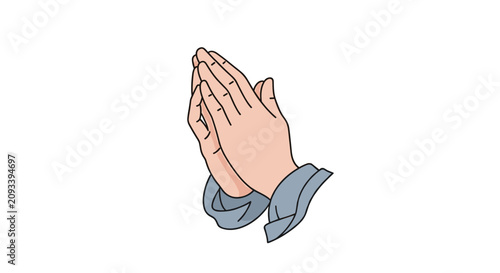 Obraz na plátně Vector illustration of pair of hands held together in prayerful position showing gesture of faith and humble worship